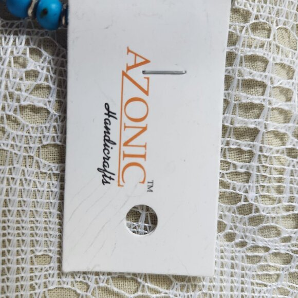 Boho Blue & Silver Chunky Necklace vintage - Full length 22", New with tag - Picture 4 of 4